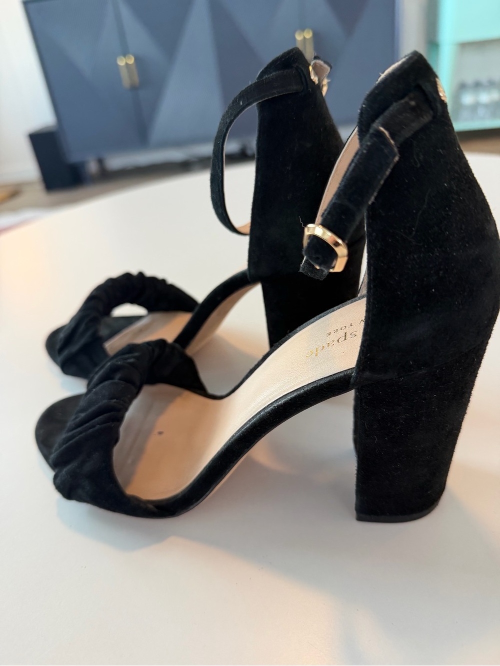 Kate Spade Black Suede Mona Heeled Sandals - Picture 4 of 6